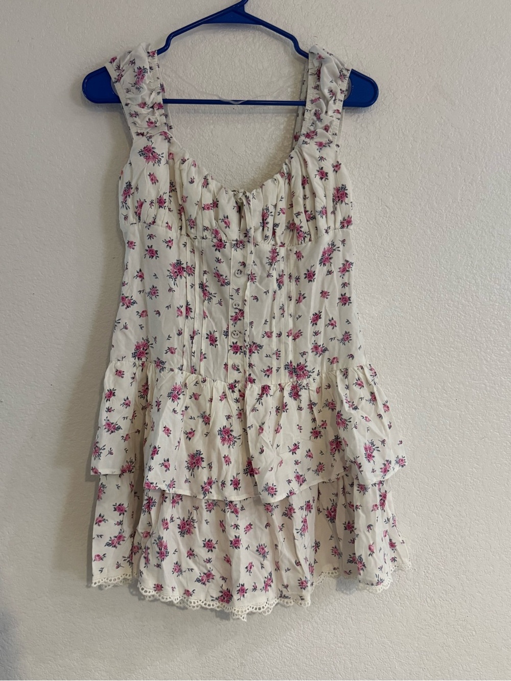 wild fable White Mini Dress with Pink Floral Print